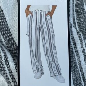 Roxy Women's S Linen Cargo Pants Black e0855